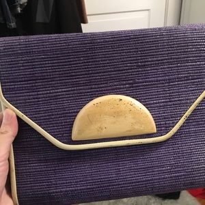 Vintage purple square clutch with strap
